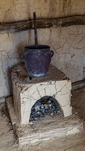 istock A fireplace in a medieval house with a pot 1362716801