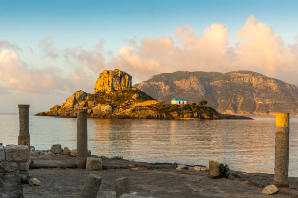 istock Ancient ruins on Kos, in the back  island Kastri, Greece 1362718926