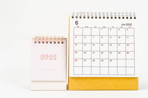 istock June 2022 desk calendar on white background. 1362721660