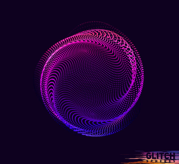 istock Abstract vector colorful mesh on dark background. Futuristic style card. Corrupted point sphere 1362721957