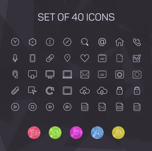 Vector illustration of Thin line icons for Web and Mobile. vector