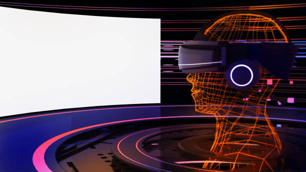 istock Simulated world travel via cyberspace, mock up mornitor, digital technology metaverse, virtual reality, mock up white blackground,,3d rendering 1362727134