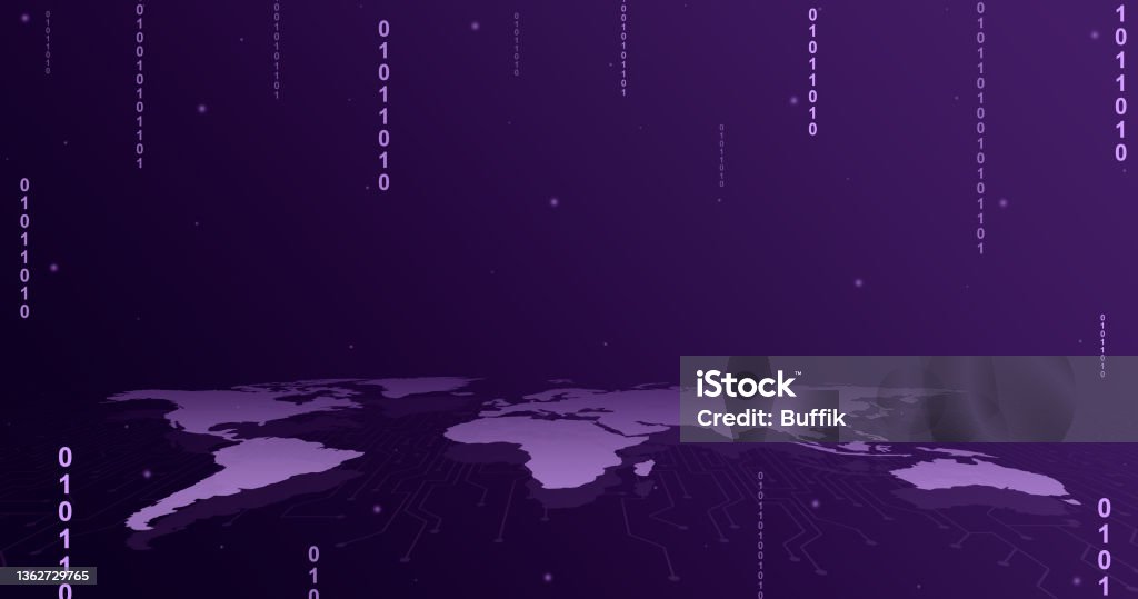 World Map With Elements Of Binary Code 3d Stock Photo - Download Image ...