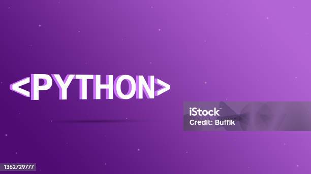 Python Language Name In Program Brackets On A Purple Background 3d ...