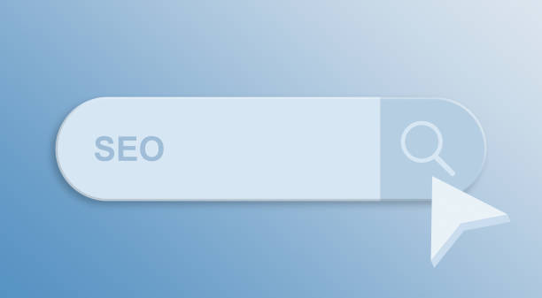 istock Search SEO on the bar, minimal blank search bar with mouse cursor for ui 3d render 1362729791