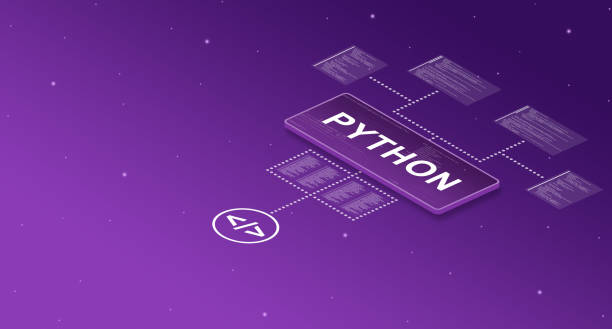 python на смарт-экране в системе с элементами программного кода 3d - python стоковые фото и изображения