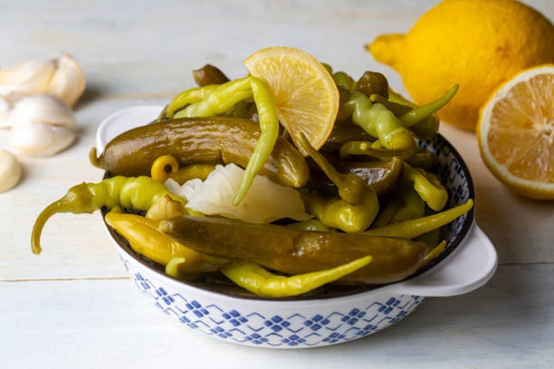 istock Assorted pickled vegetables in bowl - plate, Turkish name; tursu. 1362731300