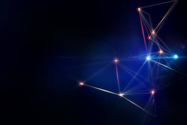 Blue and red triangle abstract background. Mess network particle background stock photo
