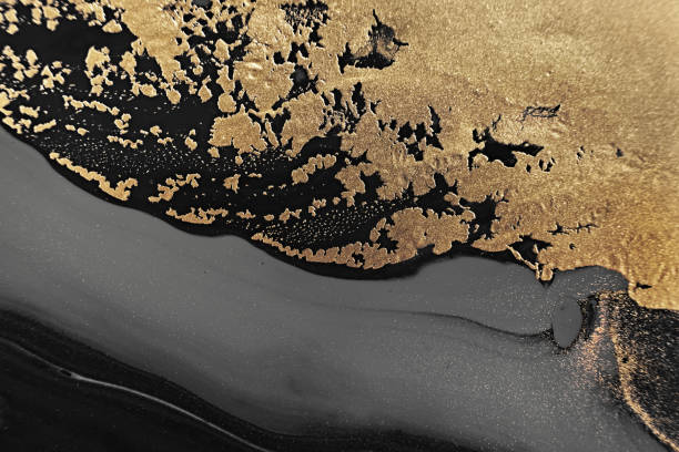 istock Fluid Art. Metallic gold and gray abstract waves. Marble effect background or texture 1362733392