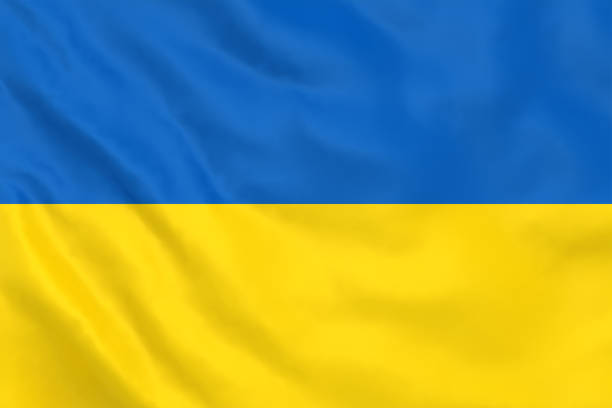 ukraine flag waving - ucrania imagens e fotografias de stock
