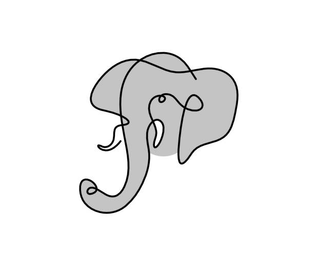 ilustrações de stock, clip art, desenhos animados e ícones de silhouette of color abstract elephant as line drawing on white - detent