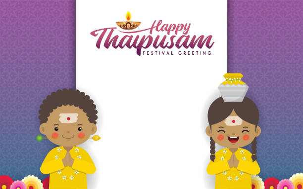 ilustrações de stock, clip art, desenhos animados e ícones de cartoon indian worshipper celebrate thaipusam with paal kudam milk pot - thaipusam kavadi