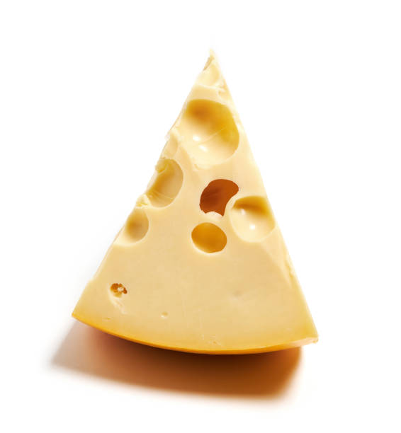 istock Piece of cheese with holes isolated on white background. 1362745162