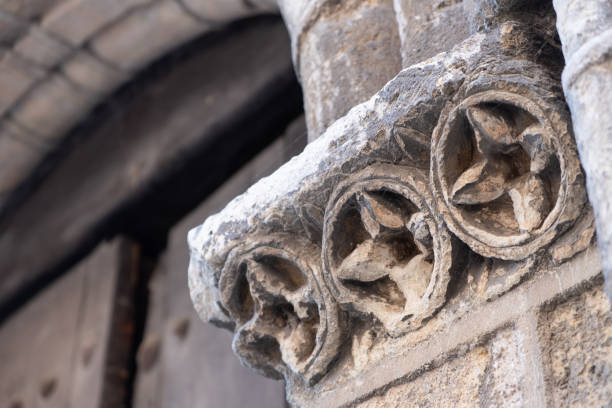 istock Relief sculptural decoration on Romanesque ruins in Spain 1362745248