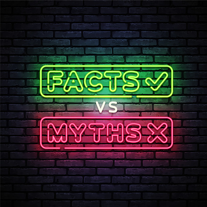 Facts vs Myths Neon Text. Facts vs Myths Neon Design Template Vector.