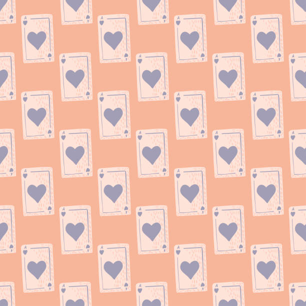 karty do gry bezszwowy wzór. zaprojektuj hazard. powtarzająca się tekstura w stylu doodle. - jack of hearts jack cards heart shape stock illustrations