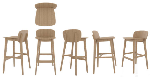 istock wood stool bar on white background, top view, side, 3d rendering 1362748147