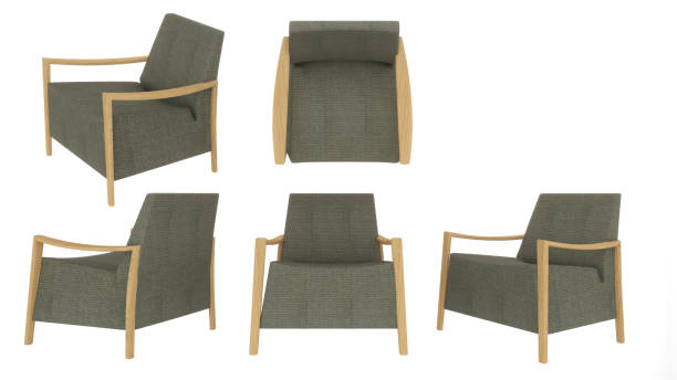 istock gray cloth arm chair on white background, top view, side, 3d rendering 1362748163