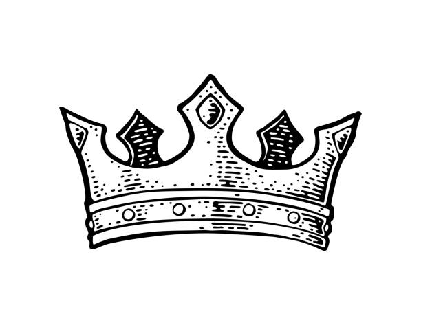 King Crown Engraving Vintage Vector Black Illustration Isolated On White  Stock Illustration - Download Image Now - iStock