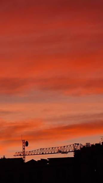 istock Red sky over the city 1362750857