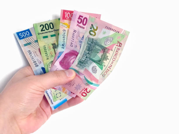istock A person holding Several Mexican banknotes bills currency on a white background. 1362752284