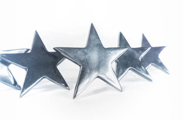 istock Isolated 5 stars, metallic. 1362752487