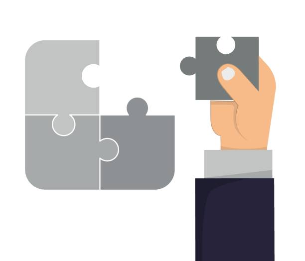 istock Flat vector image on a white background, business icon, two pieces of a puzzle joined together.Business concept. Teamwork. Vector isolated on white background. 1362753646
