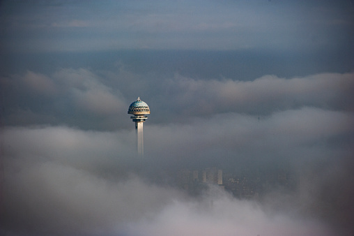istock Atakule is visible in Ankara on a foggy winter day. 1362754321