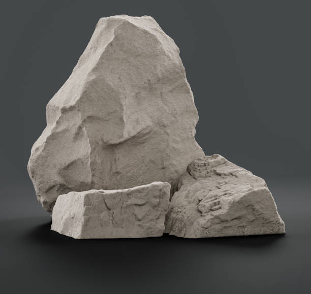 istock Single color white rocks in a flat grey color background for product displays with copy space, 3d Rendering 1362755236