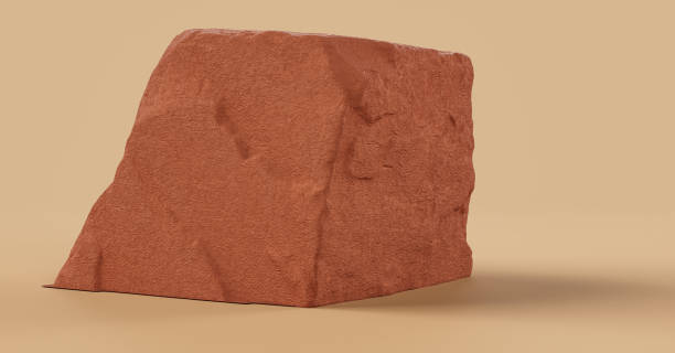istock Brown color rocks in a flat color background, for product displays with copy space, 3d Rendering 1362755435