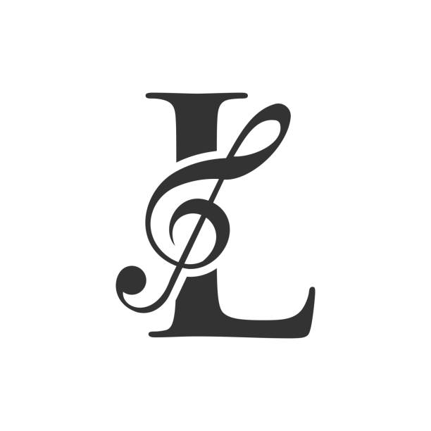 편지 l 개념에 음악 로고. l 음악 노트 기호, 사운드 음악 멜로디 템플릿 - letter l audio stock illustrations