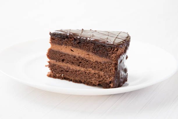 istock Cake chocolate  is  on a white plate. 1362758611