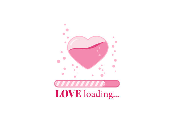 ilustrações, clipart, desenhos animados e ícones de adoro carregar barra de contagem regressiva com coração e bolhas de ar efervescentes no banner. - champagne pink bubble valentines day