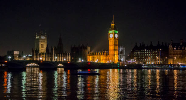 Westminster Skyline at Night stock photo