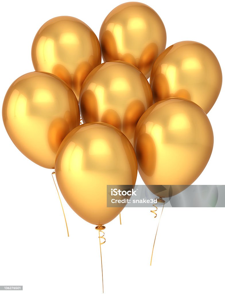 Goldene Ballons Geburtstag party Dekoration klassischen - Lizenzfrei Besonderes Lebensereignis Stock-Foto