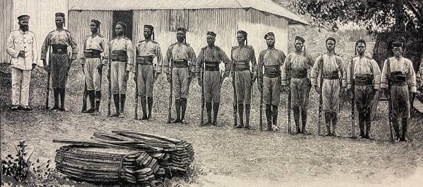 istock Police force in a row, west Africa, German colony 1362770329