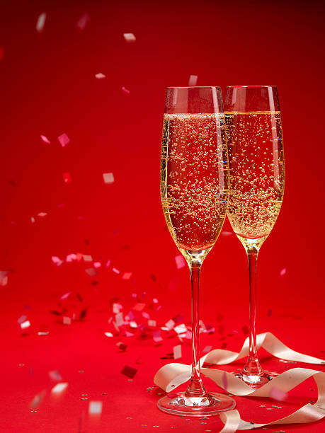 Champagne and confetti background (XXXL) stock photo