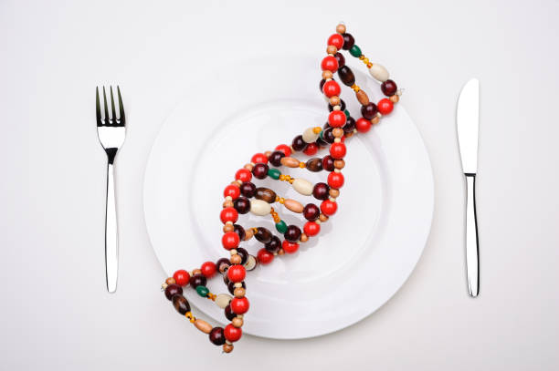 DNA molecule on a plate stock photo