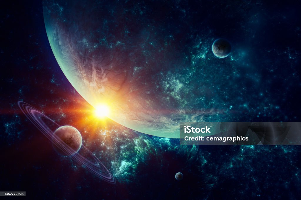 3D Rendered Galaxy Abstract Space Scene with Planets and Glowing Stars on Nebulae 3D Rendered Galaxy Abstract Space Scene with Planets and Glowing Stars on Nebulae

High resolution poster size 3D rendered galaxy space scene with planets. Used Cinema4D and Adobe Photoshop for generating planet and star field. Used for free or commercial usage texture from Solar System Scope site. Link is : https://www.solarsystemscope.com/textures/download/2k_haumea_fictional.jpg Solar System Stock Photo