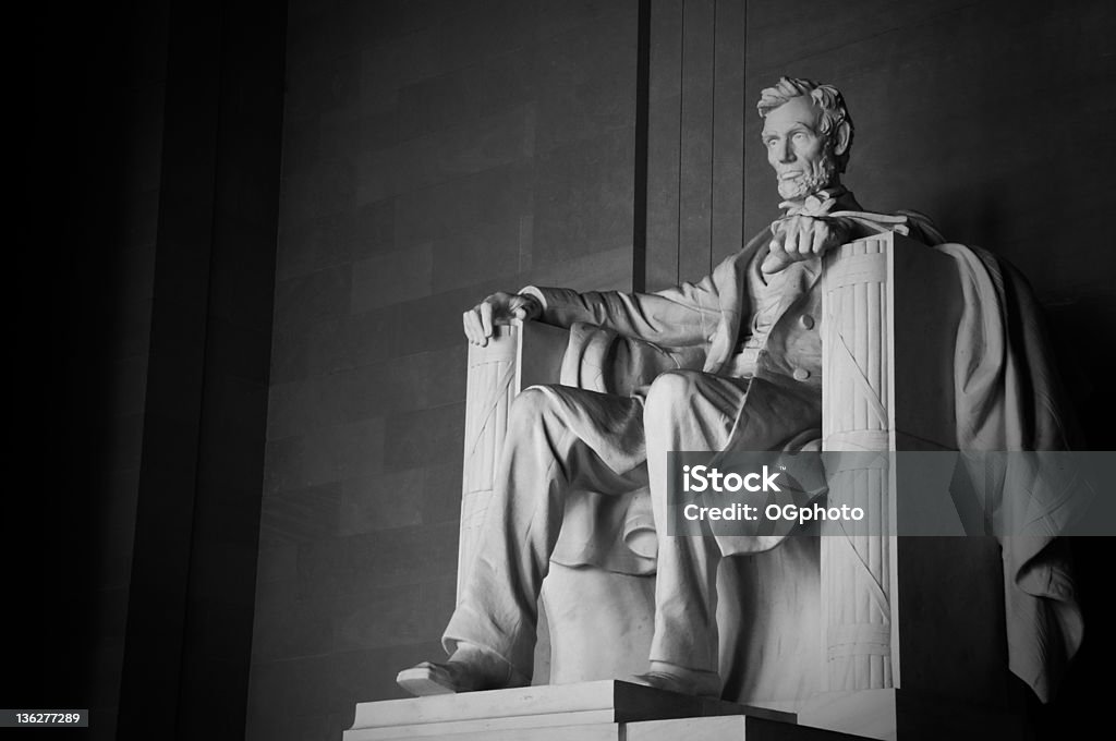 Abraham Lincoln Memorial A monochrome image of the statue of Abraham Lincoln in the Lincoln in the Lincoln Memorial in Washington, DC. Abraham Lincoln Stock Photo