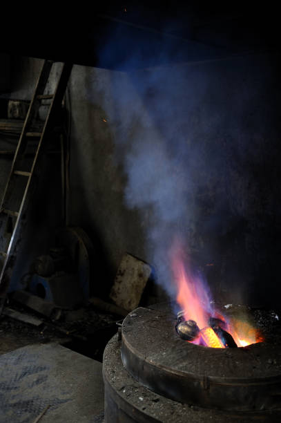 istock Scrap metal melting in foundry 136277372