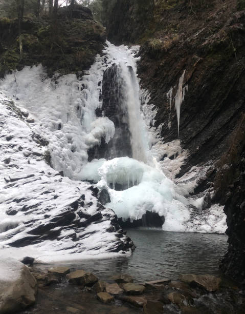 istock Winter waterfall framed by ice, Ukrain, Carpathians 1362777269