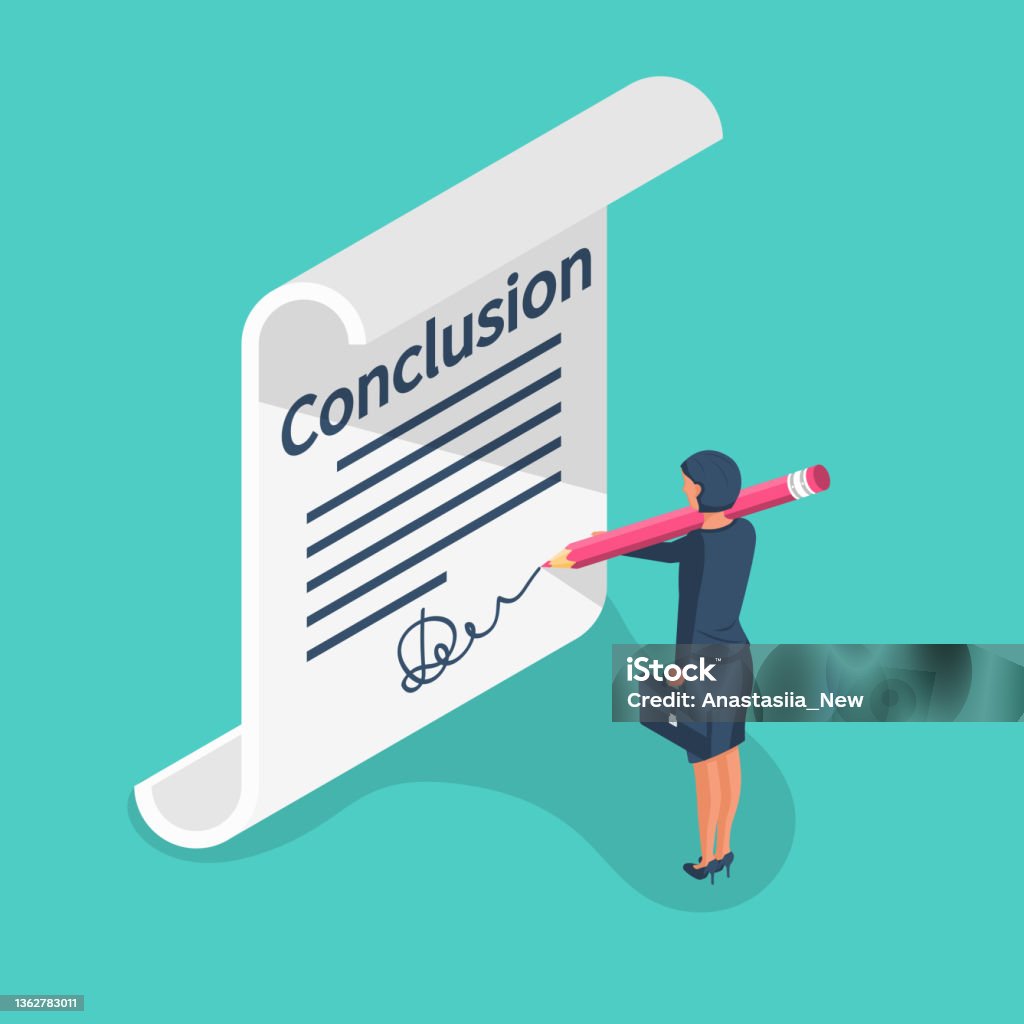 Basic Conclusion Image Businesswoman Writes Conclusion Report Concept Stock Illustration ...