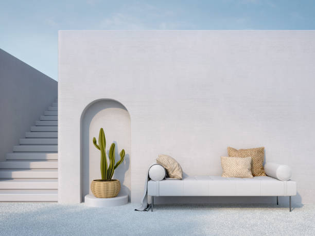 istock Semi outdoor perspective minimal style architecture.3d rendering 1362788713