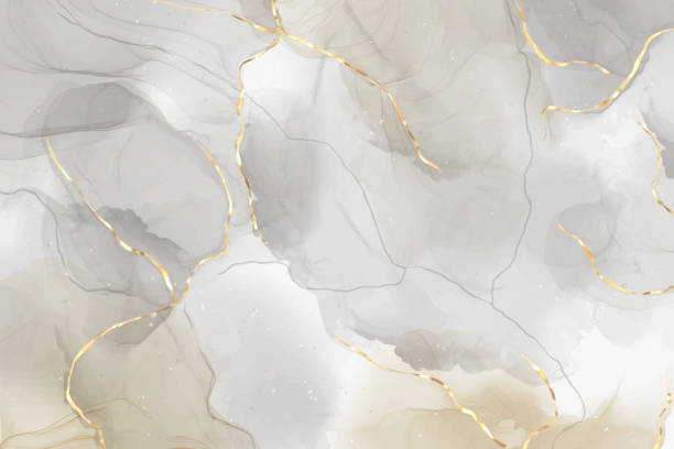 абстрактный мрамор пыльный розовый румянец жидкий акварельный фон с золотыми линиями. королевский розовый тушеный алкогольные чернила ри� - gold stock illustrations