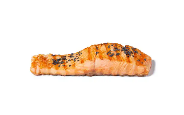 Photo of Grilled piece of salmon fillet isolated