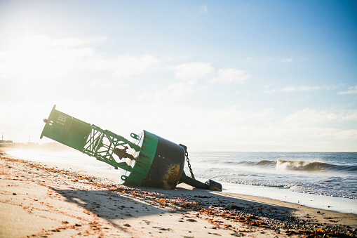 Government Bell Buoy Washed Ashore after Hurricane in South Kingstown, Rhode Island, United States