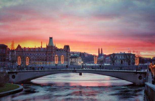 istock Bridge at sunset in central Stockholm, Sweden 1362809043