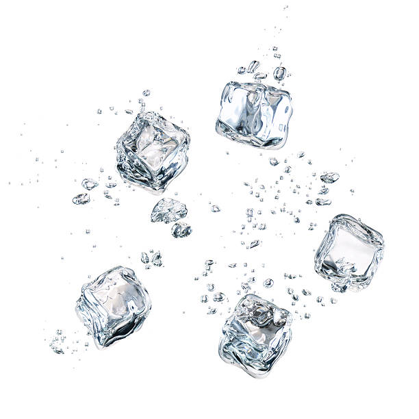 Falling Ice Cubes Ice cube transparent under water with bubbles ice cube photos stock pictures, royalty-free photos & images