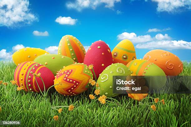 Colorful Easter Eggs Stock Photo - Download Image Now - Agricultural Field, Art And Craft, Close-up